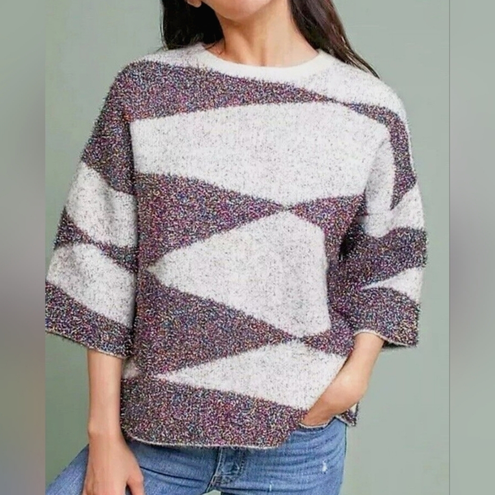 Anthropology Metallic Sweater Top by Moth - Small